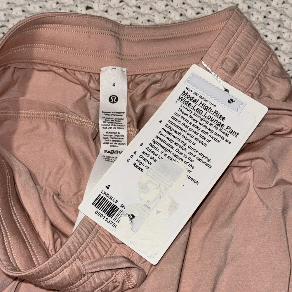 Lululemon Modal High-Rise Wide-Leg Lounge Pant Misty Shell Pink size 4 - Picture 5 of 7
